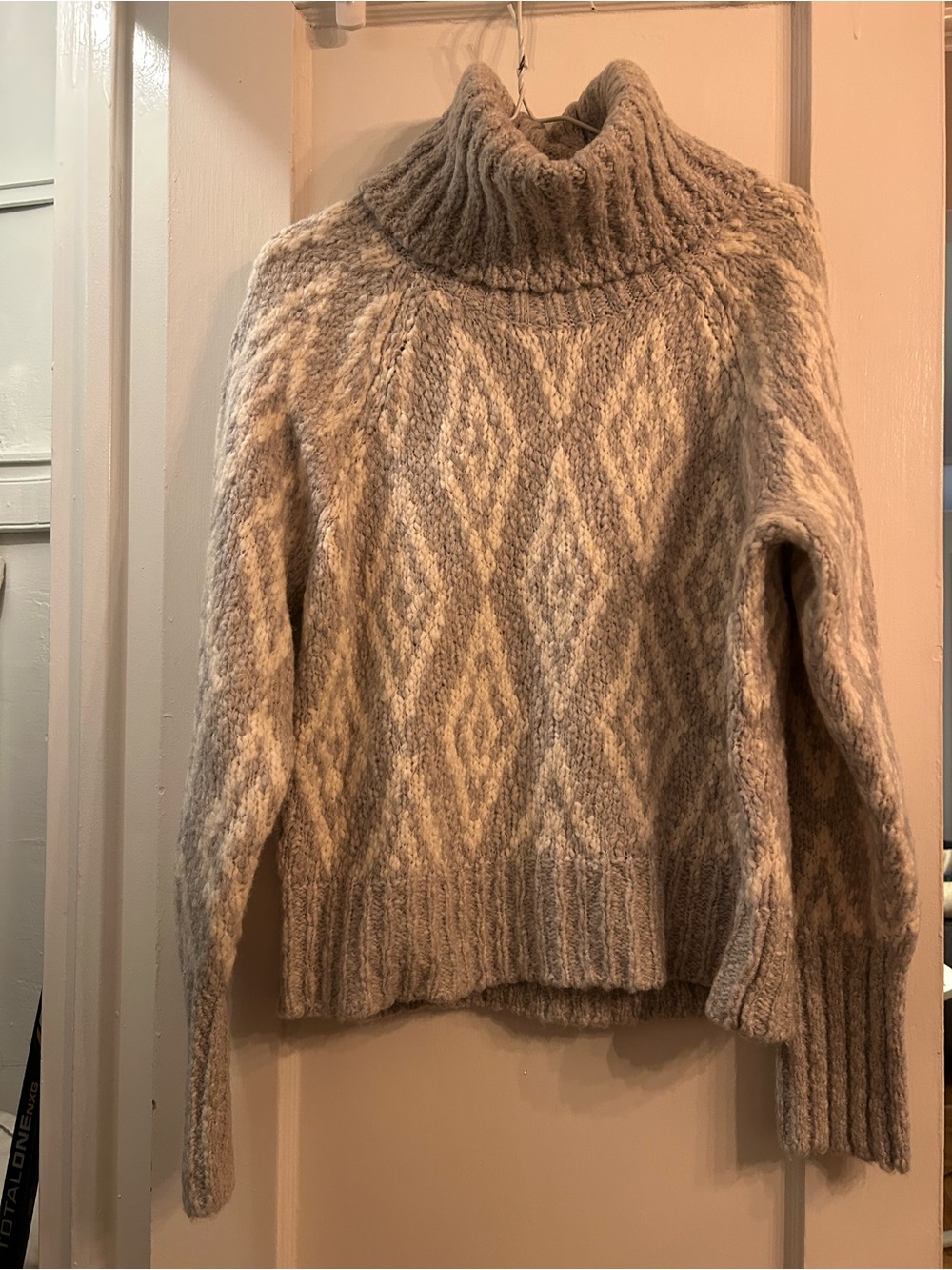 J. Crew Two-Tone Cable Turtleneck Sweater